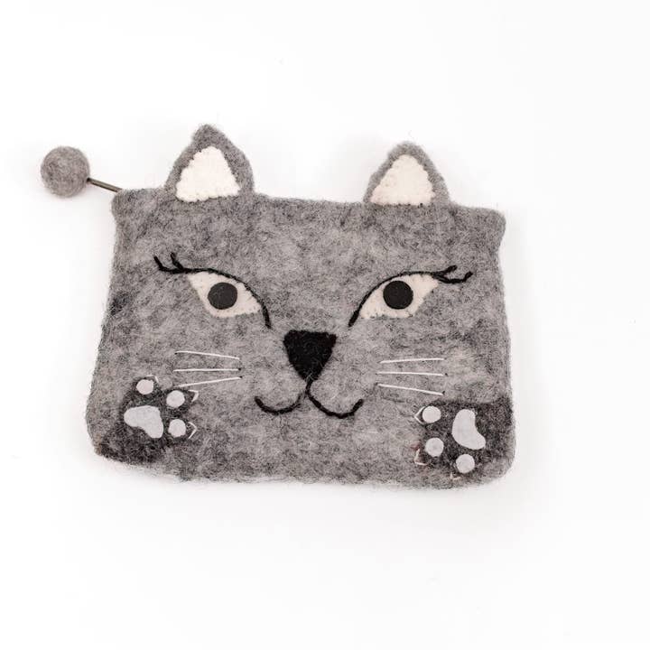 OmaOmaOma! - Wholesale Pencil Case/Pouch - Felt Animal Zipper Bags - Cat, Dog & Fox Pouch Trio Ages 3+10