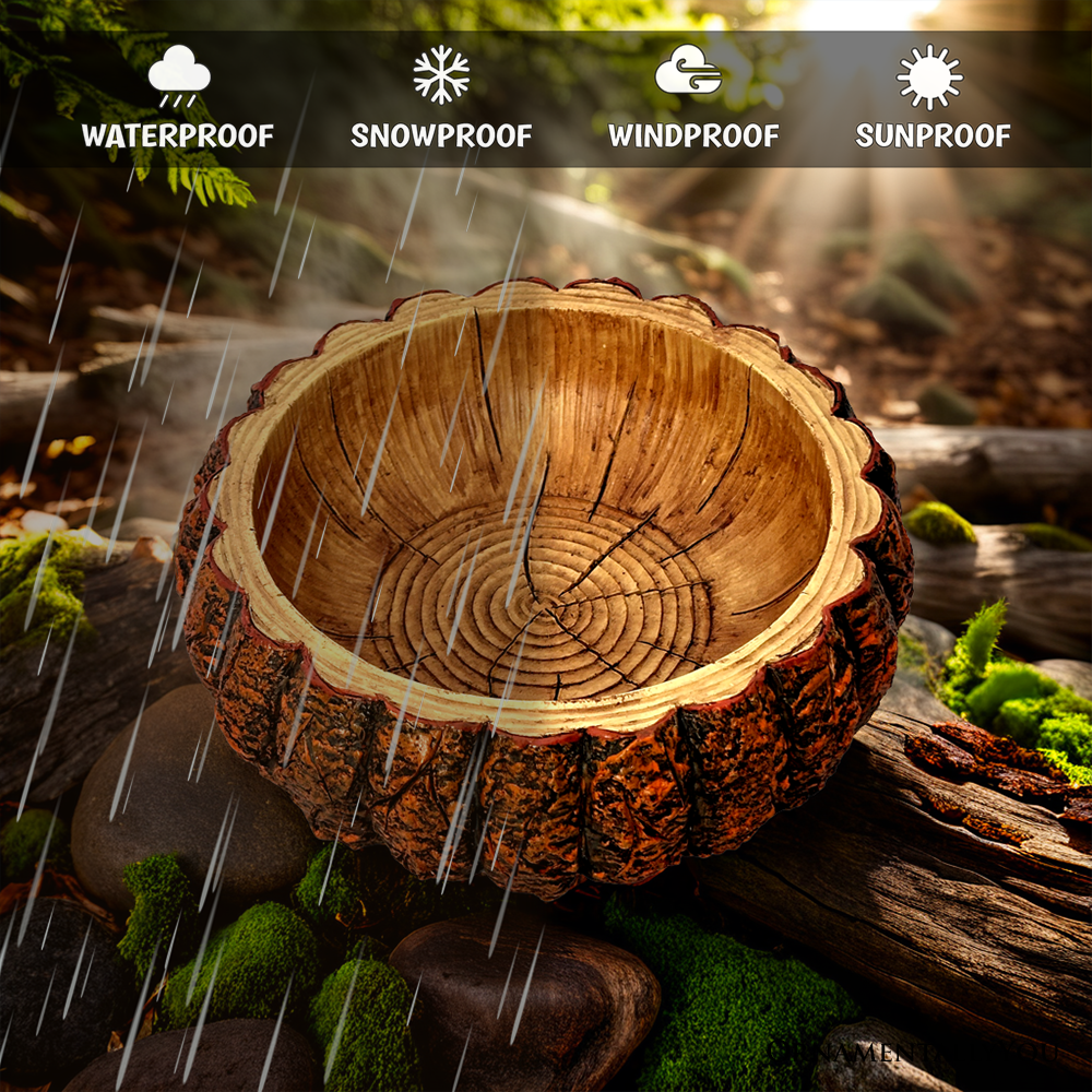 OrnamentallyYou - Wholesale Decorative figurine - Nature's Basin Tree Bark Themed Bowl, 6" Resin Woodlandbasin Bird Bath Decor2