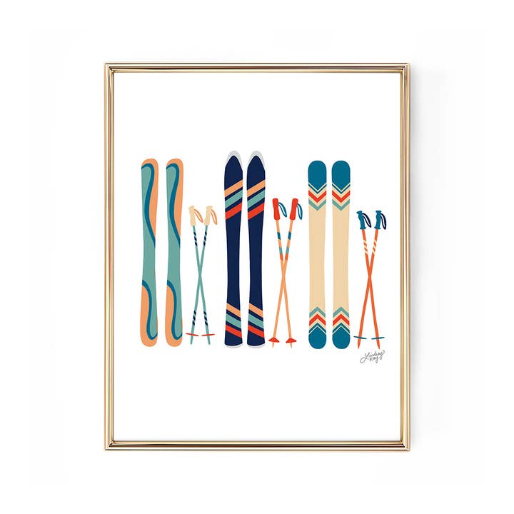 Ski's Illustration (Teal/Orange Palette) - Art Print for wholesale by Lindsey Kay Collective