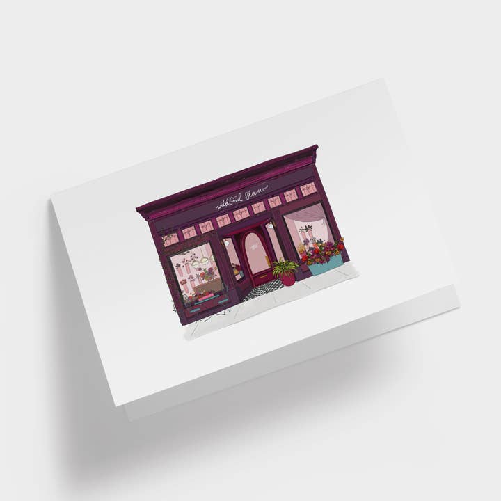 Flower Shop Greeting Card for wholesale by Roe & Co Doodles