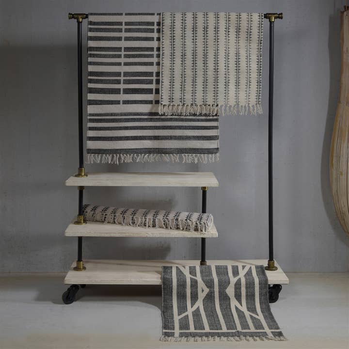 HomArt - Wholesale Area Rug - Block Print Rug Cotton Rug, 4x6 - Centerpoint Stripe
