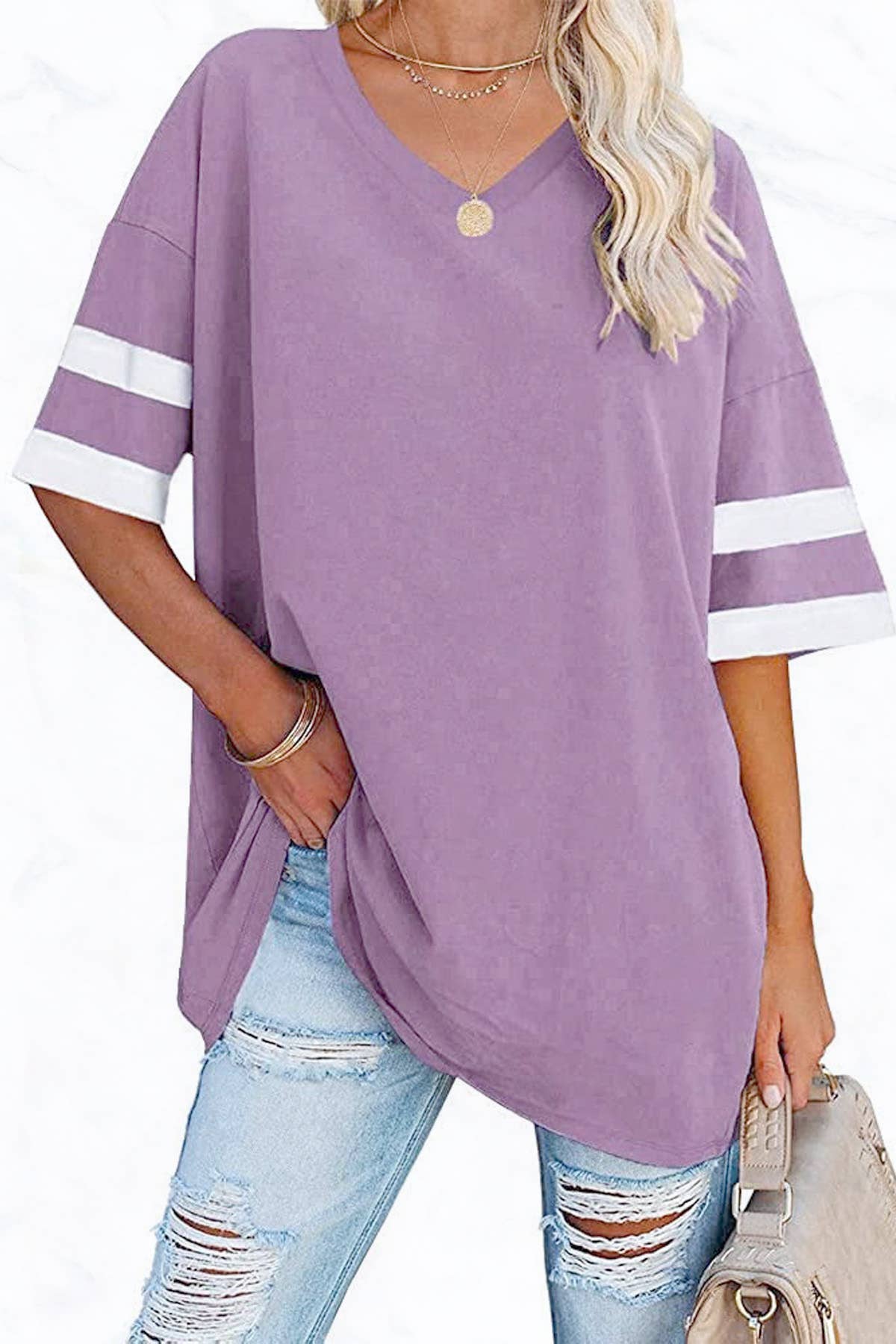 Suzie Q USA - Vente Tunique – femme - Tunique en coton col V à manches mi-longues22