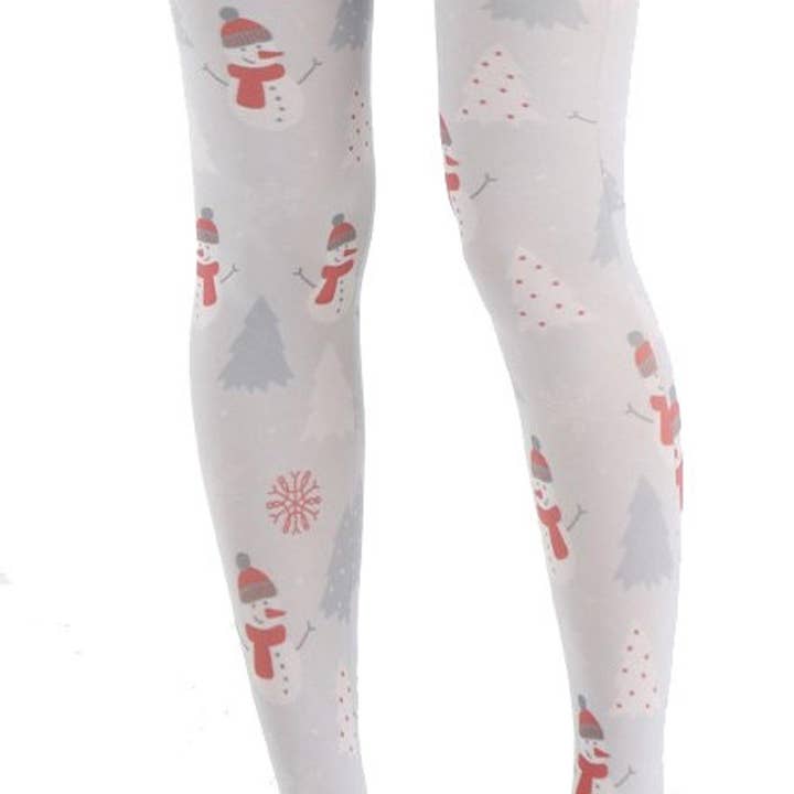 Christmas Snowmen Patterned Tights For Women for wholesale by Malka Chic