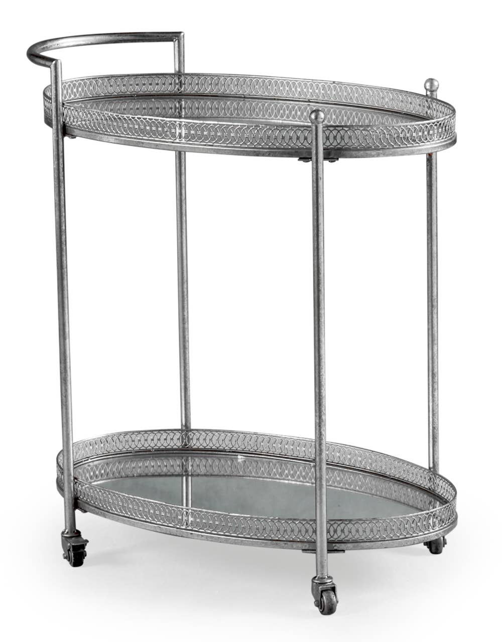 McGowan & Rutherford Ltd - Wholesale Bar Cart - Antique Silver Metal Trolley0