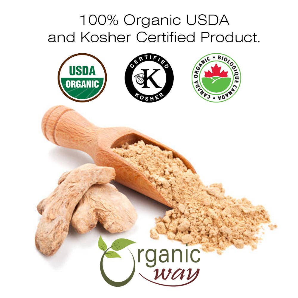 Organic Way LLC - Venta al por mayor Especias secas - Polvo de raíz de jengibre (Zingiber officinale Roscoe) para té herbal - Certificado Kosher y USDA | No transgénico y sin gluten | Analizado cuidadosamente | Bolsa resellable | 100 % crudo de India12