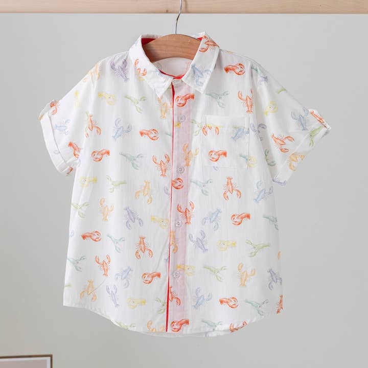 Chemise à écrevisses à manches courtes et col à griffes colorées pour la vente par Nola Tawk