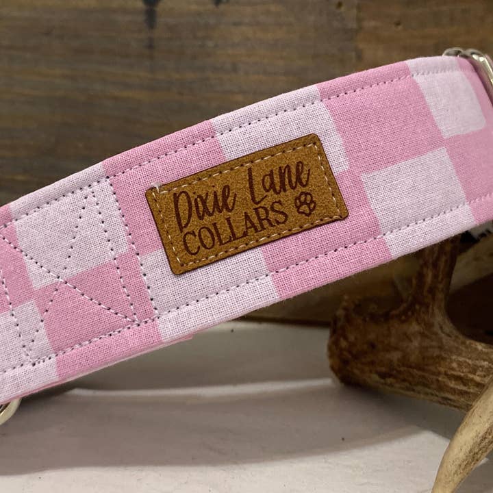 Pink Checkered Dog Collar, Dixie Lane Collars for wholesale by Dixie Lane Collars