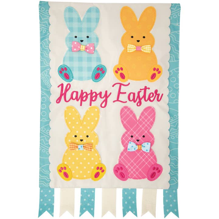 "Easter Bunnies" Double Applique Garden Flag for wholesale by FlagTrends by Carson