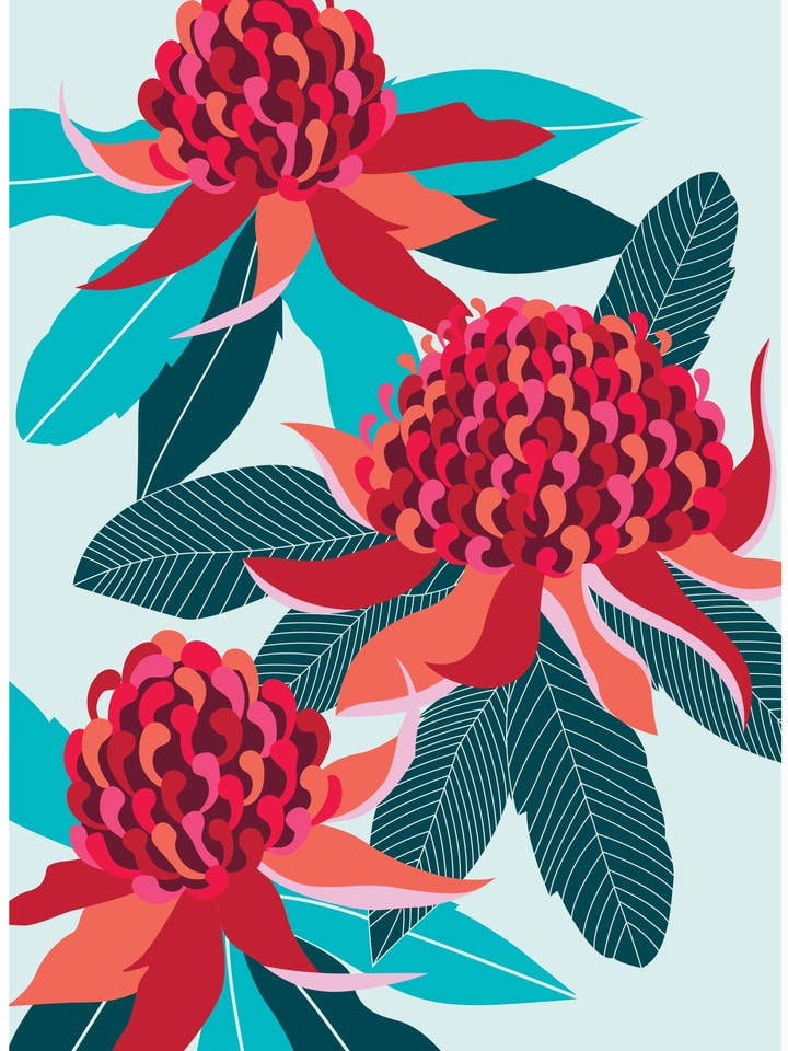 Tea Towel - Waratah for wholesale by Allgifts Australia