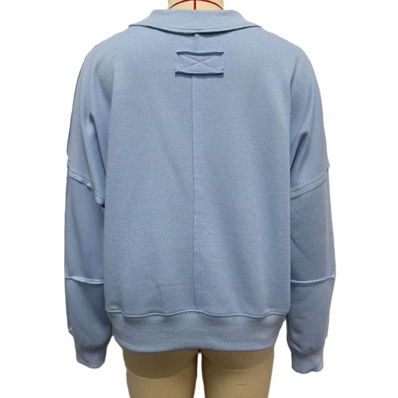 Rosa Clothing - Wholesale Sweatshirt - Women's - Exposed Seams Crewneck Cropped Sweatshirt1