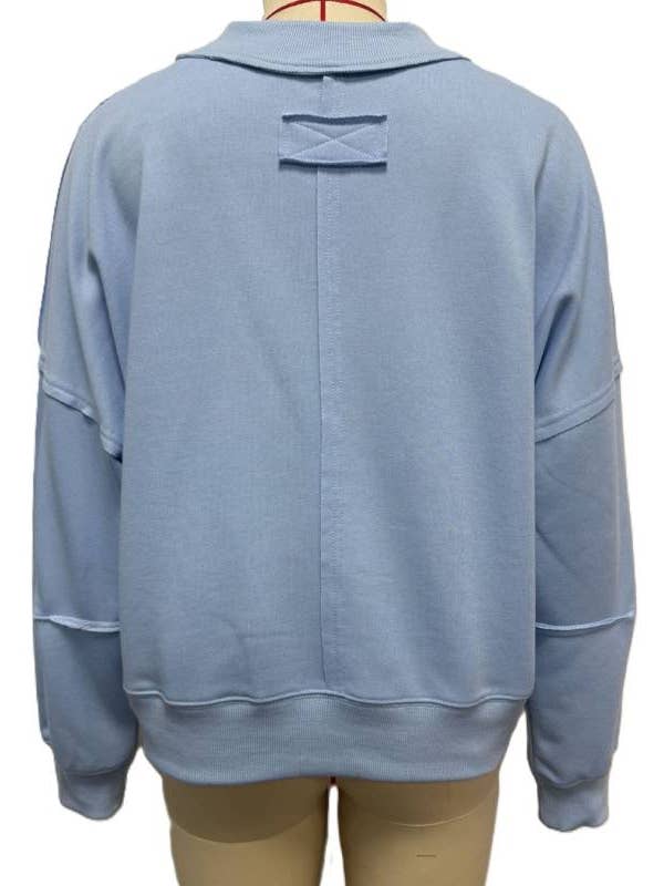 Rosa Clothing - Wholesale Sweatshirt - Women's - Exposed Seams Crewneck Cropped Sweatshirt1