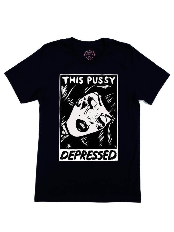Esta T-shirt Preta Depressiva por atacado de Smallest Dad Studio