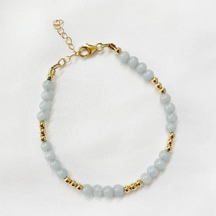 True by Kristy Jewelry - Wholesale Beaded Bracelet - Blue Angelite Beaded Gold Filled Bracelet0