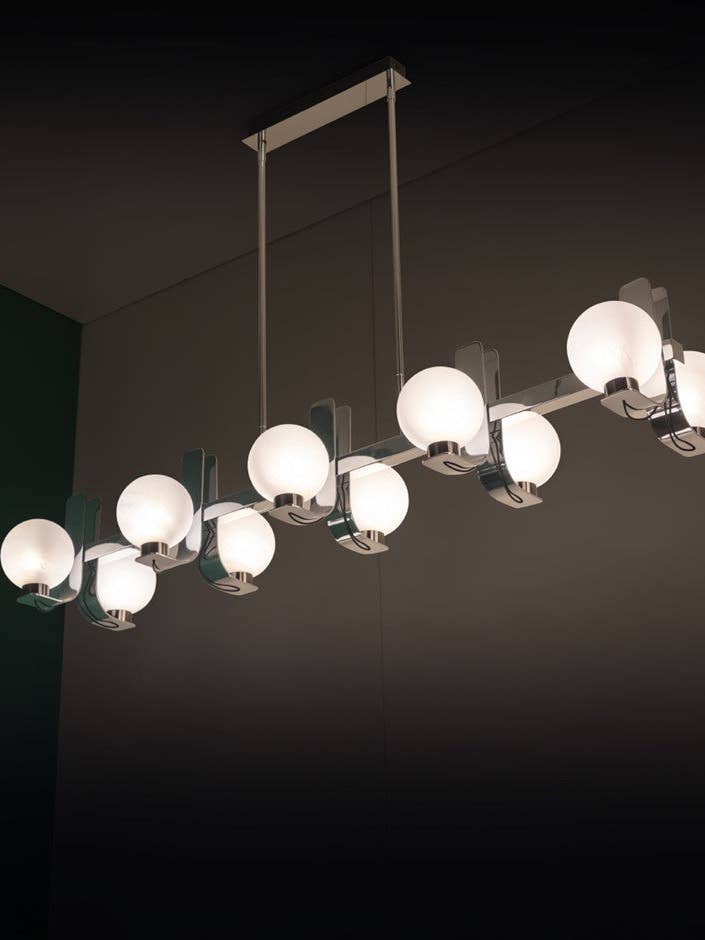 Havana Chrom-Platin 10-teiliges Soft-Glas-Esstisch-Top-Kronleuchter 120 cm | Moderne dekorative Beleuchtung für Zuhause & Hotels für den Großhandel von HEKA LIGHTING & TRADING LTD