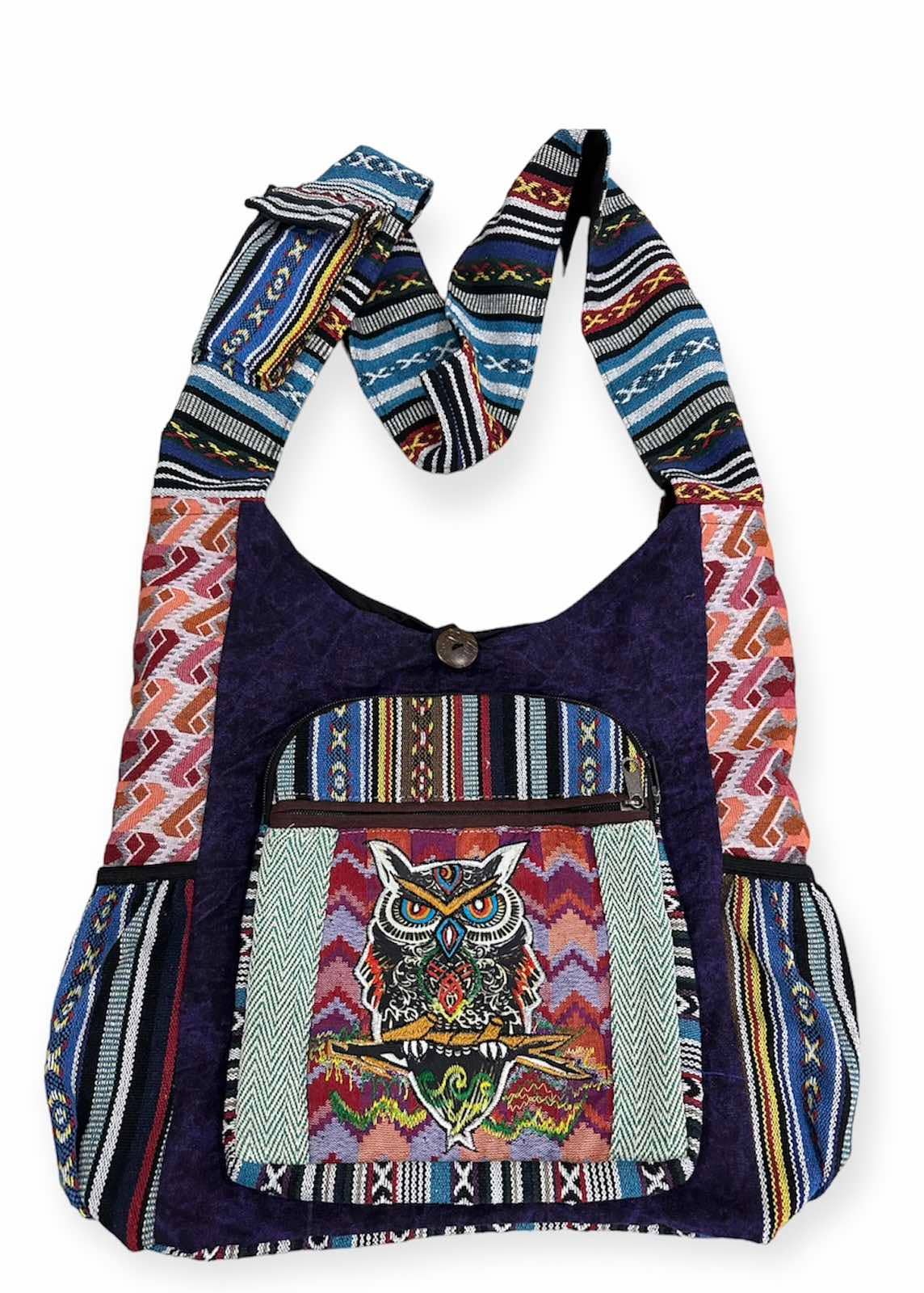 Rising International Inc - Wholesale Crossbody bag – Women's - Cotton Patchwork Zip Side Pocket Owl Bag RIB24946