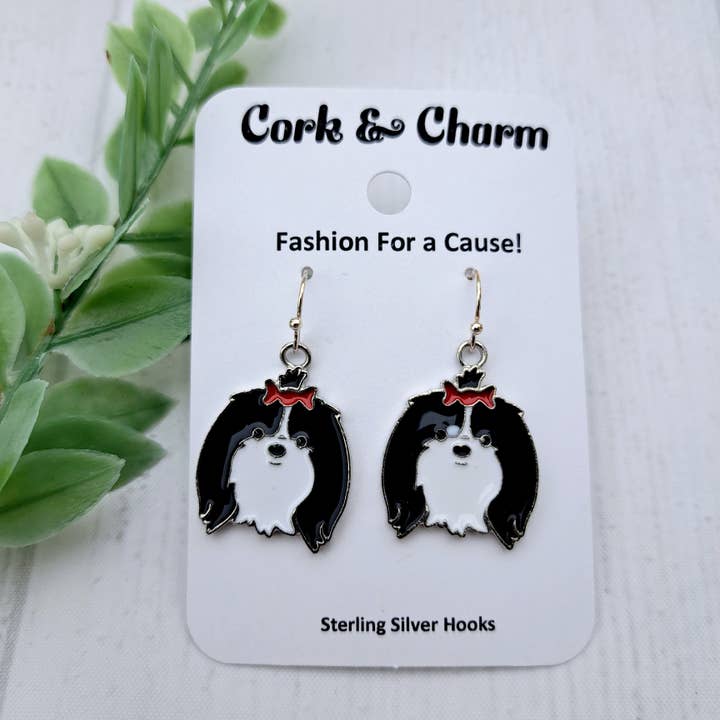 Orecchini in argento Sterling a forma di testa di cane Shih Tzu per la vendita all'ingrosso da parte di Cork and Charm