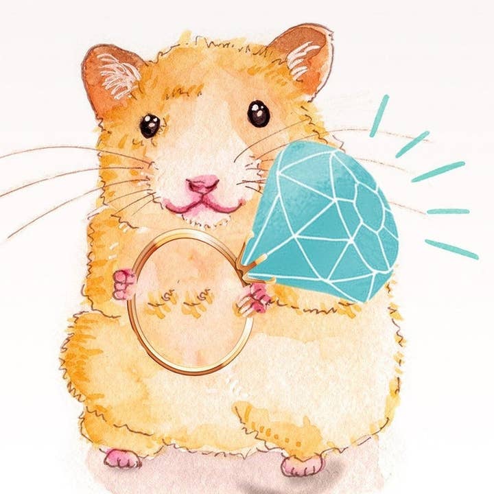 Liyana Studio – Großhandel Verlobungskarten – Hamster-Diamant-Verlobungsring — Lustige1