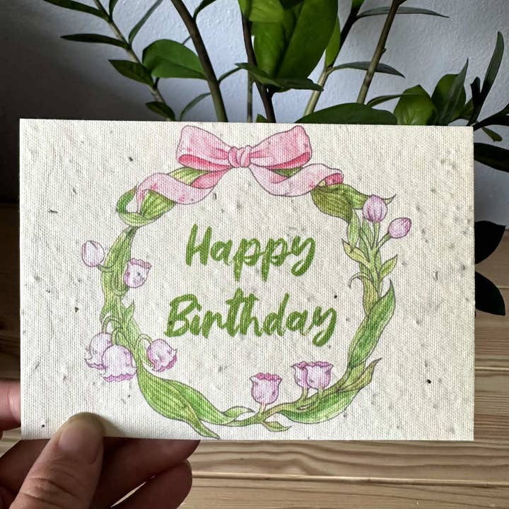 Happy Birthday Greeting Card Plantable Wildflower Herb Seed for wholesale by littleoneusa