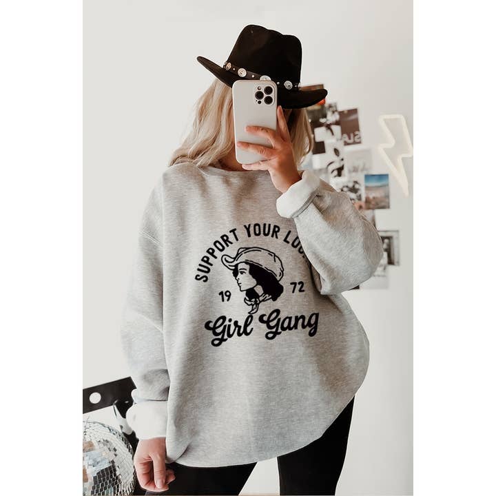 SUPPORT YOUR LOCAL GIRL GANG VINTAGE GRAPHIC SWEATSHIRTS for wholesale by Illustrated Society