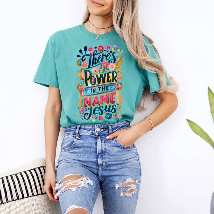 DTF TRANSFER - 11227 There's Power In The Name Jesus for wholesale by dBoldTees & DTF Transfers