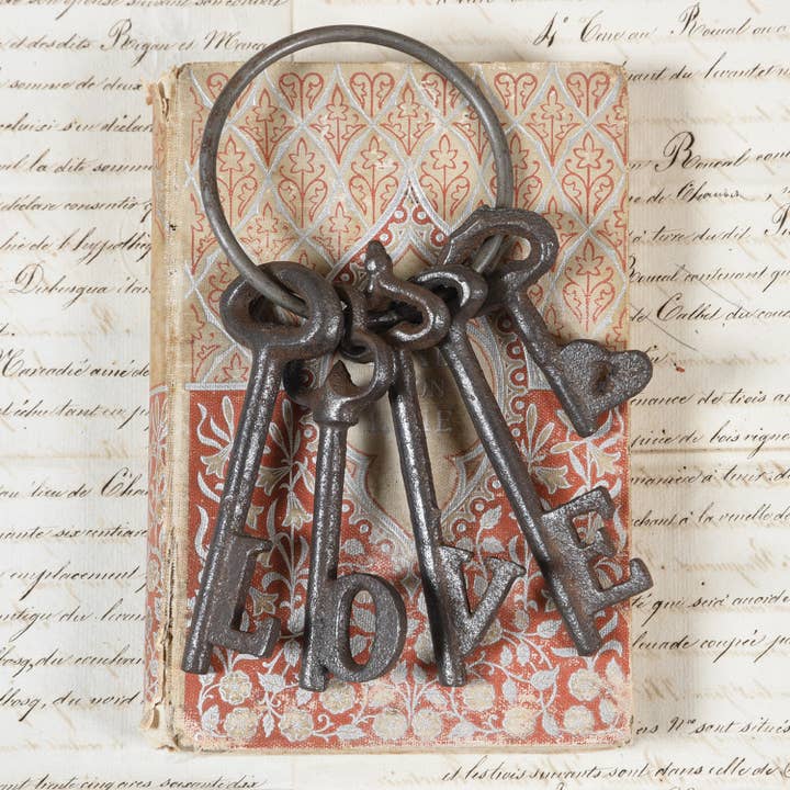 HomArt - Wholesale Decorative Tabletop Object - Love Keys - Cast Iron - Natural3