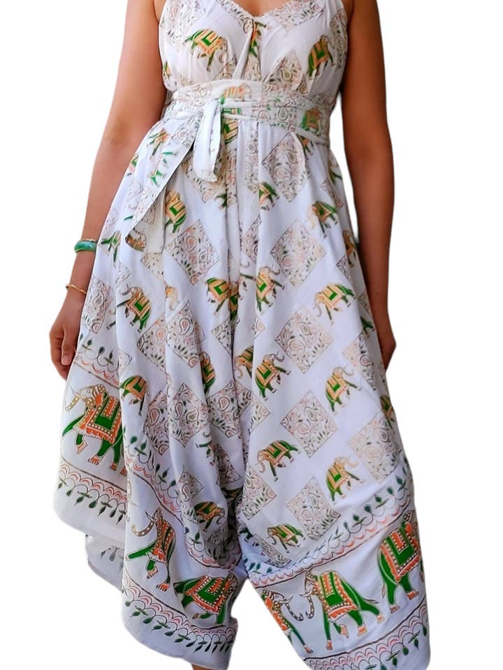 Pagliaccetto Harem con stampa di elefanti - AA9 per la vendita all'ingrosso da parte di India Batik