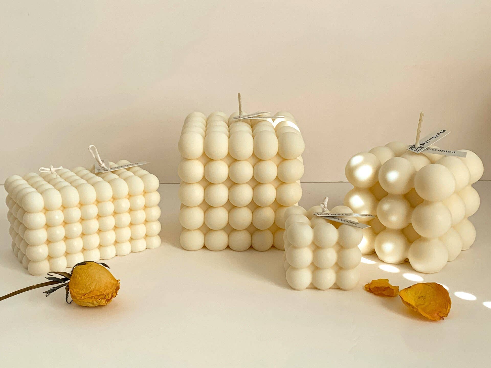 MarneyAsh - Venta al por mayor Velas de diseño llamativo - Vela grande con forma de cubo de doble burbuja, vela de burbujas XL con 2 mechas8