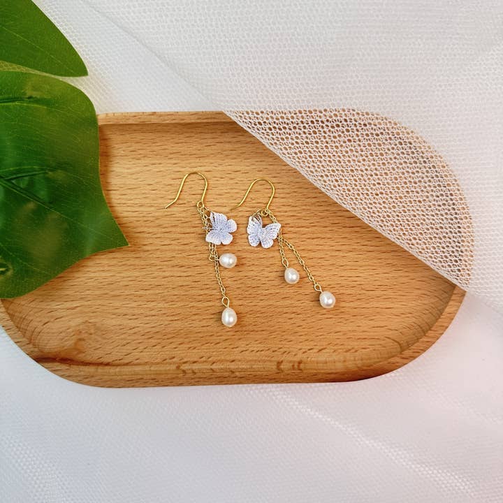 Butterfly Earrings (Blue) for wholesale by Miss Peachy