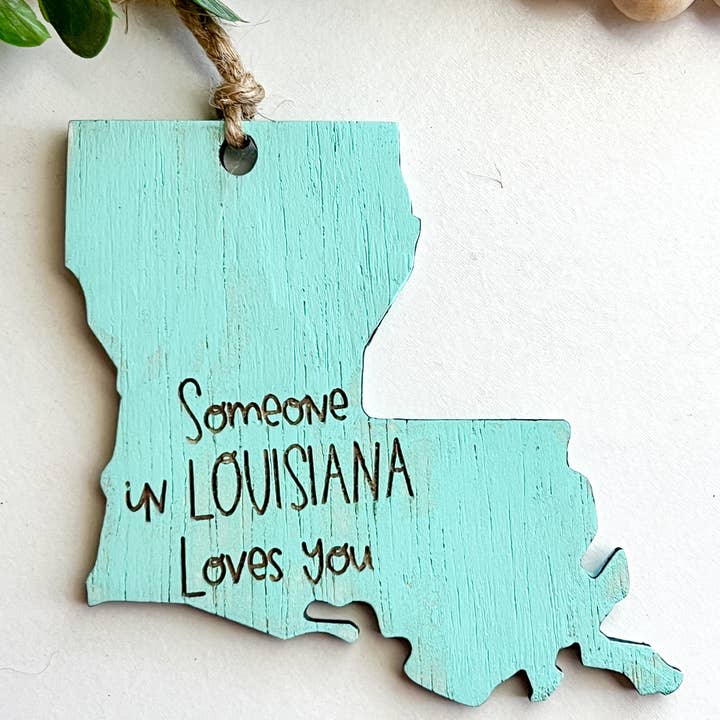 Geaux Magnolia - Wholesale Ornament - Turquoise Someone in Louisiana Loves You Ornament
