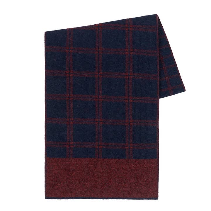 Écharpe Windowpane en bordeaux/bleu marine pour la vente par Paris West