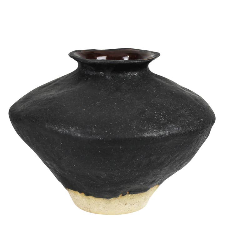 HomArt - Wholesale Vase - Vase with Natural Base, Ceramic, Black