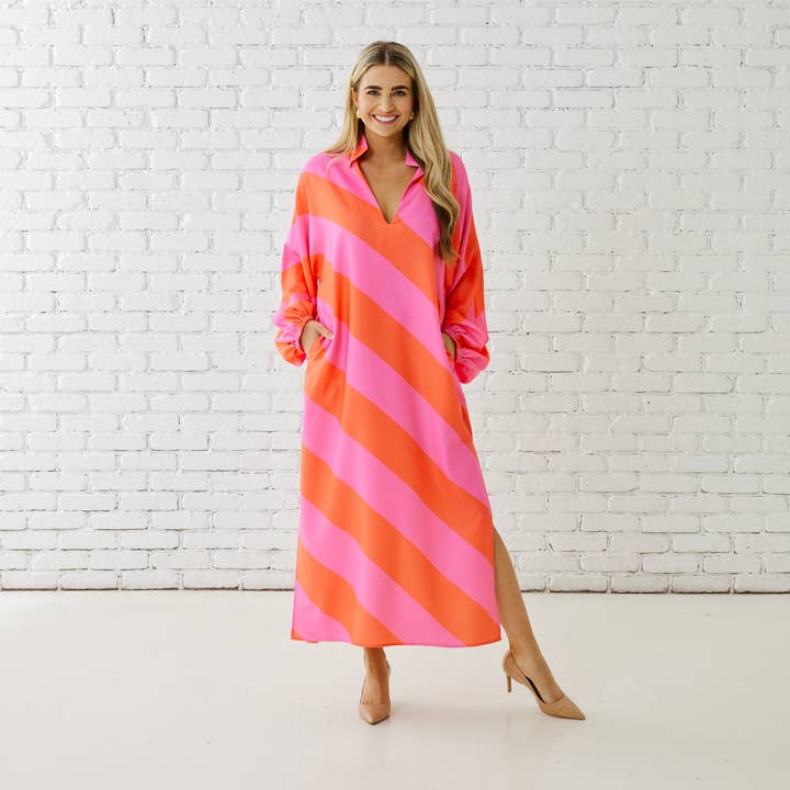 COCO CAFTAN PINK/ORANGE for wholesale by Caryn Lawn