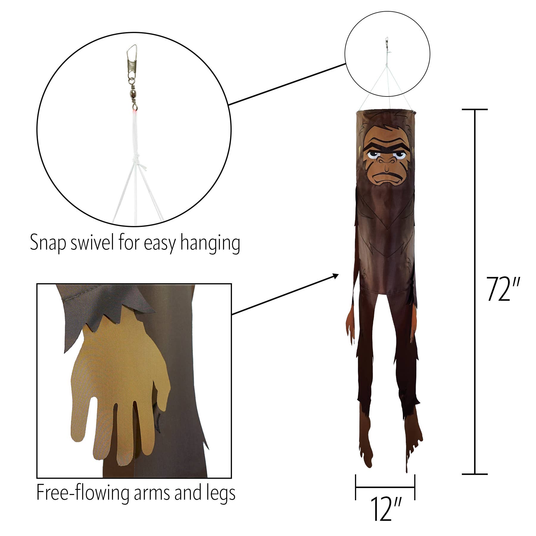 In the Breeze, LLC. - Vente Drapeaux - Bigfoot Breeze Buddy 72 pouces plus grand7