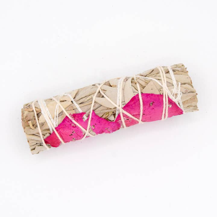 Sauge Blanche & Pétales de Rose - Fagot de 25-30g pour la vente par LA BOUGIE HERBIVORE