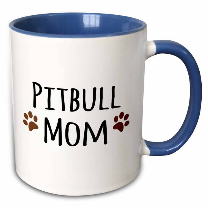 11oz Two-Tone Blue Mug Pitbull Dog Mom - Doggie by breed - m for wholesale by 3dRose