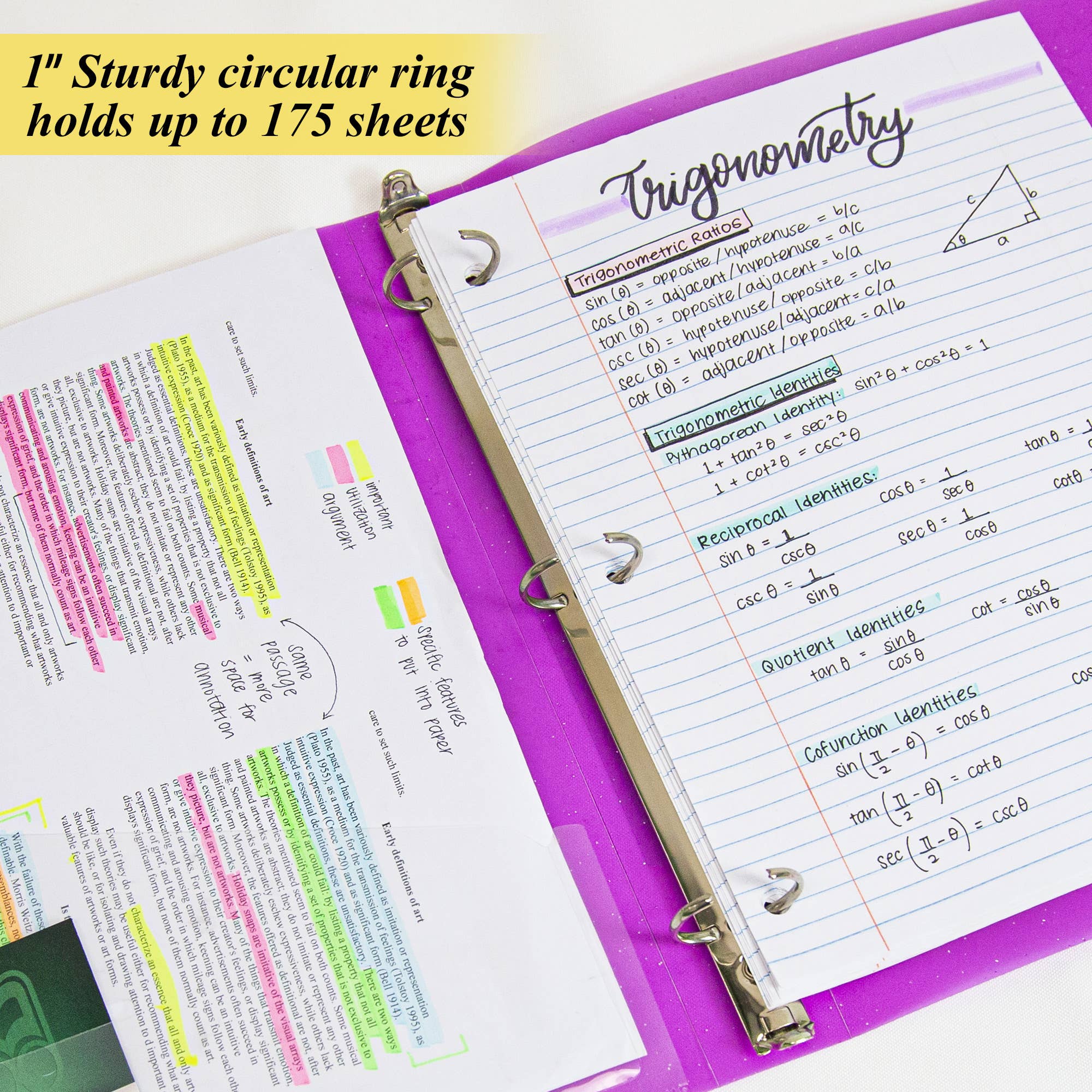 BAZIC Products - Wholesale Binder - 1" Glitter Poly 3-Ring Binder w/ Pocket3