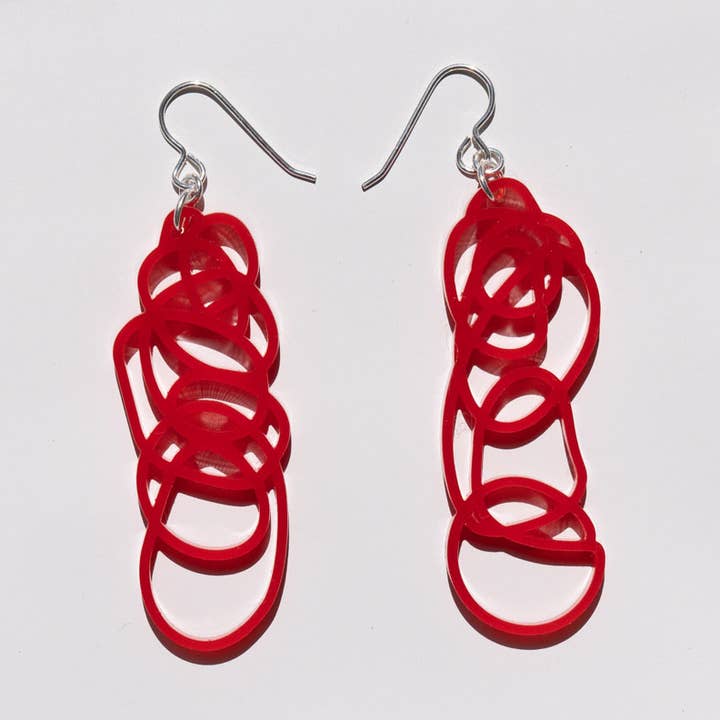 Red Earrings- Drawn Out for wholesale by Darling Marcelle