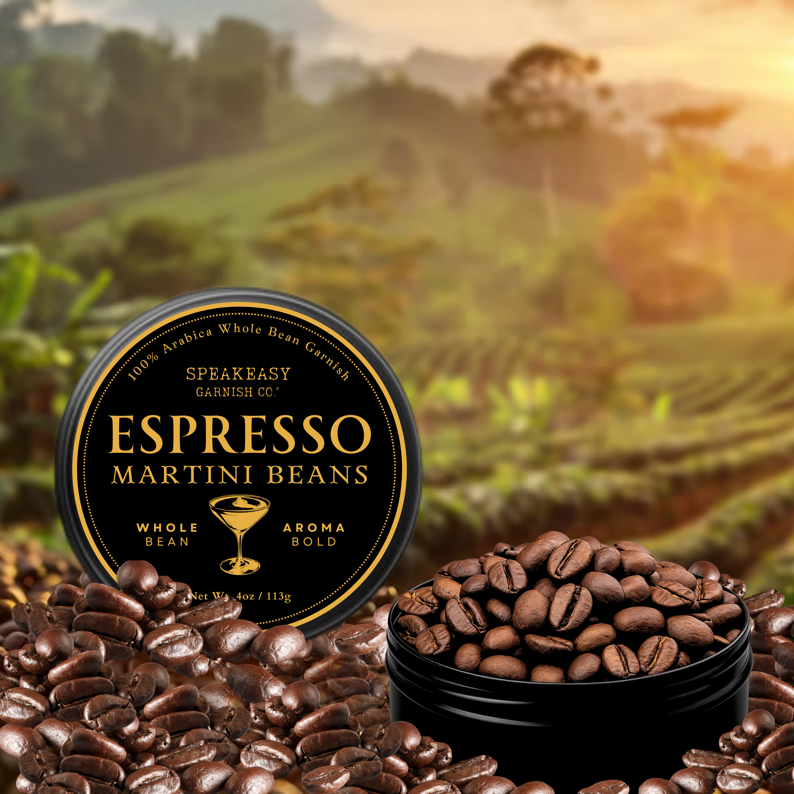 Speakeasy Premium Craft Cocktail Garnishes - Wholesale Cocktail Mix/Syrup - Speakeasy Premium Espresso Martini Coffee Beans – 4oz Tin2