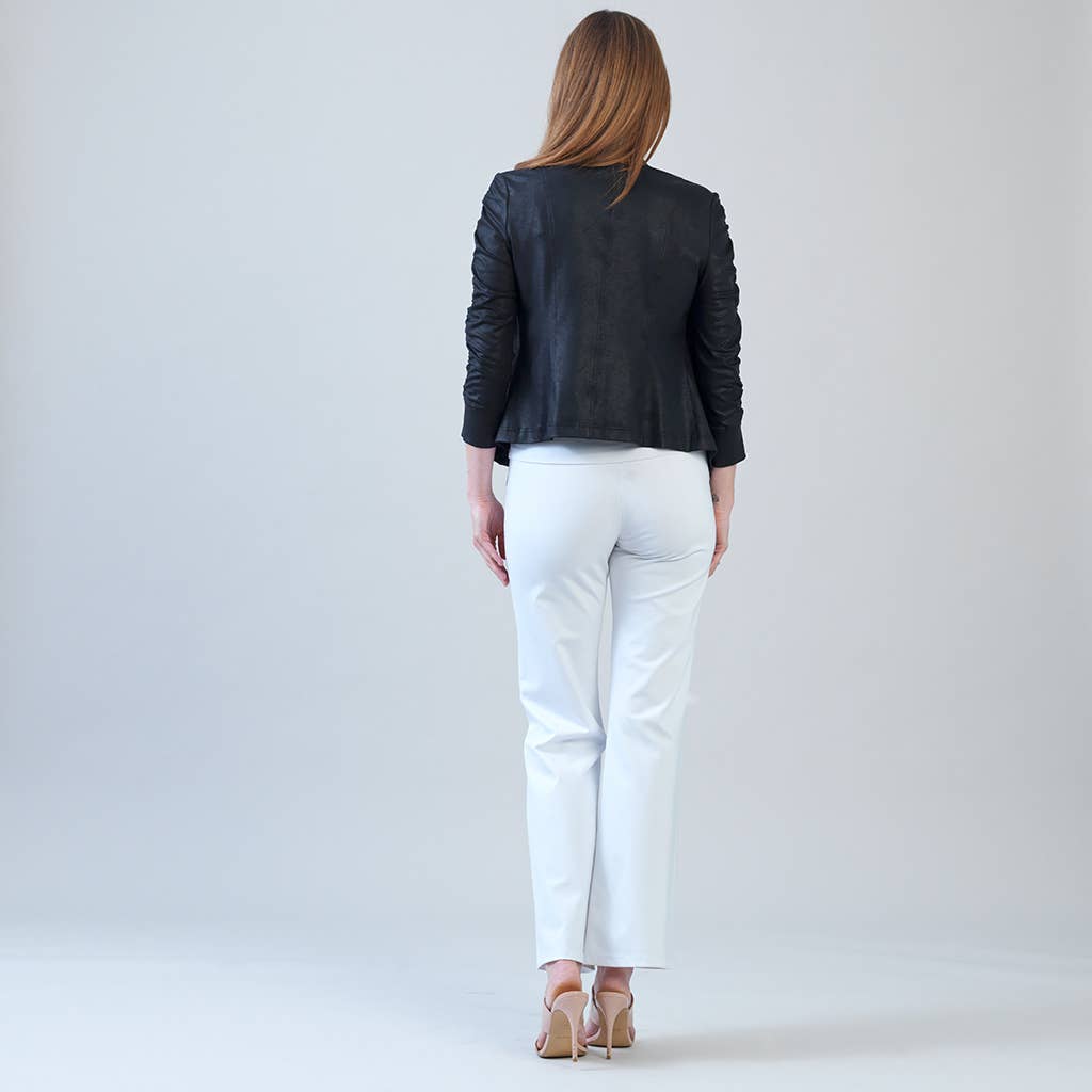 Clara Sunwoo – wholesale Leather jacket – Women′s – JK83 - Liquid Leather ™ Ruched Detail Jacket23