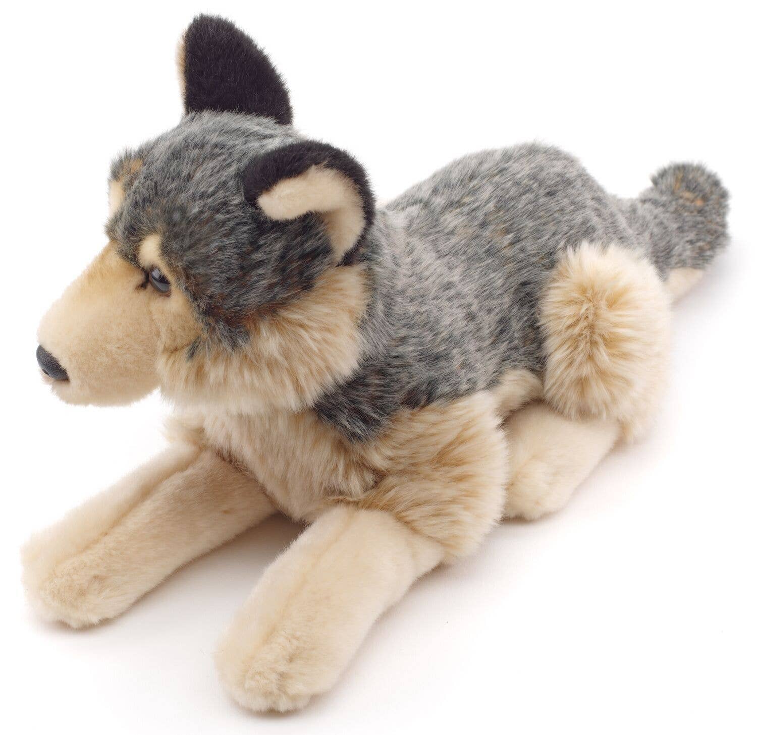 Uni Toys - Wholesale Stuffed/Plush Toy - Kids & Baby - Grey wolf, lying down - 30 cm (length) - cuddly/plush toy2