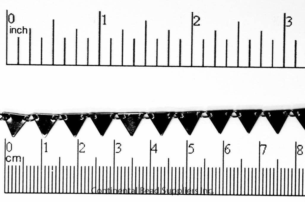Continental Beads - Wholesale Craft Supplies - 7.25mm Solid Triangle Pennant Drop Specialty Chain Sold by The Foot - CH 9046