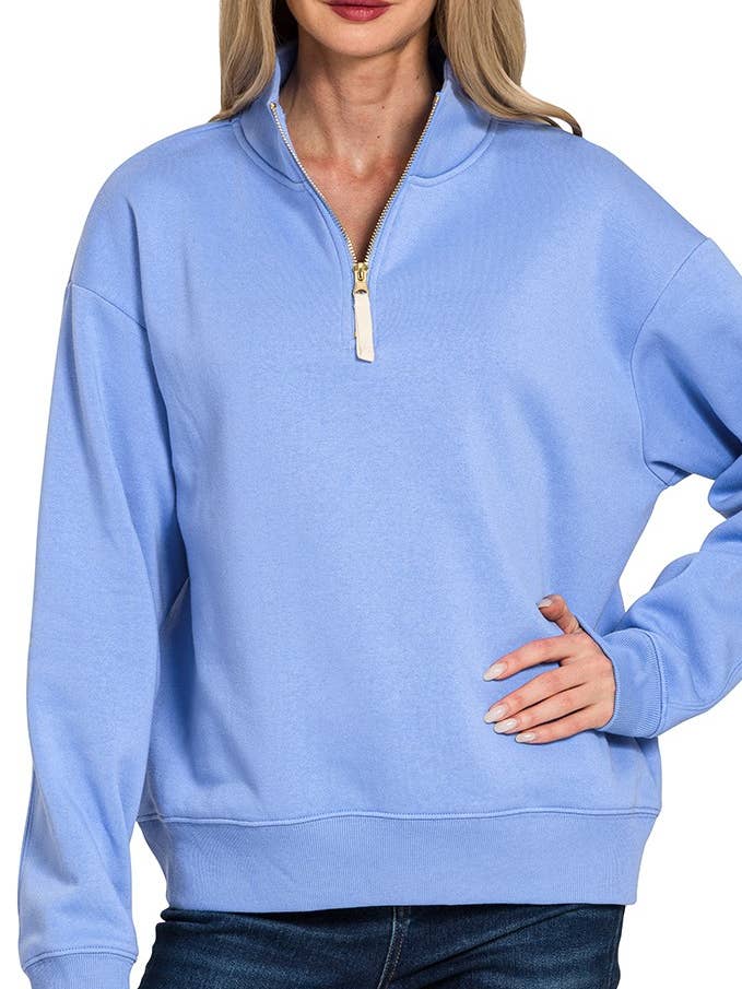 Fleece Half Zip Sweatshirt for wholesale by Vanilla Monkey