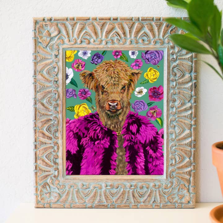 Impressão de vaca das montanhas extravagantes de 8 “x 10" por atacado de The Stationery Bakery