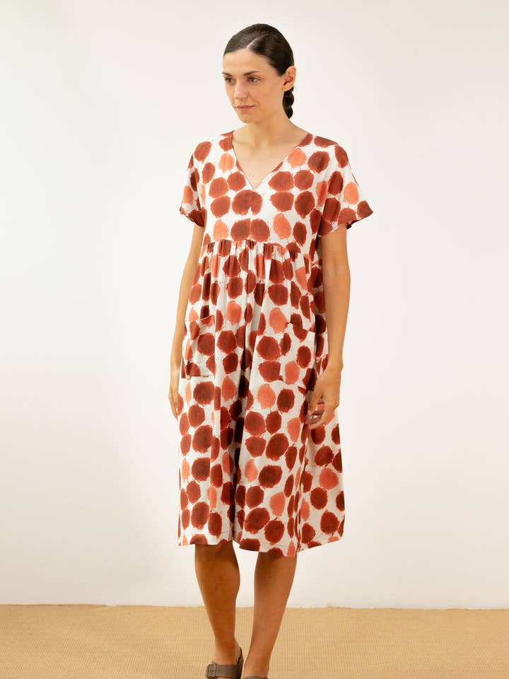 Polka-dot midi dress for wholesale by PAN Producto Básico