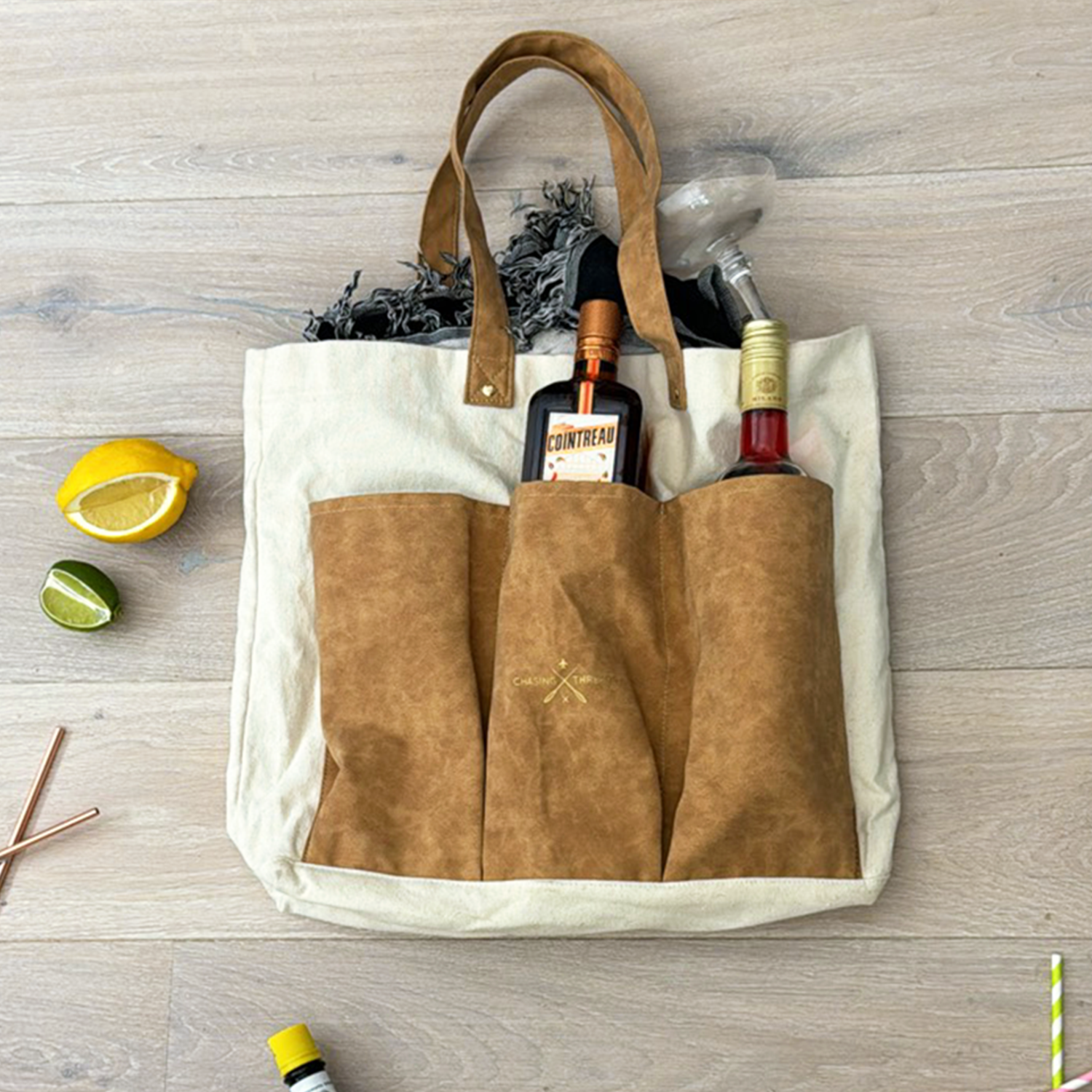 Chasing Threads – wholesale Tote bag – Women's – Stitch Your Cocktails Tote Bag - Embroidery Kit1