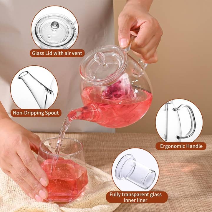 VIGOR - Wholesale Tea Pot - Heat Resistant Borosilicate Glass teapot Blooming and Loose6