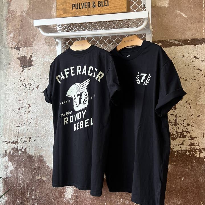 Pulver Blei - Wholesale Screen Printed T-Shirt - Men's - Rowdy Rebels Cafe Racer - T-Shirt black3
