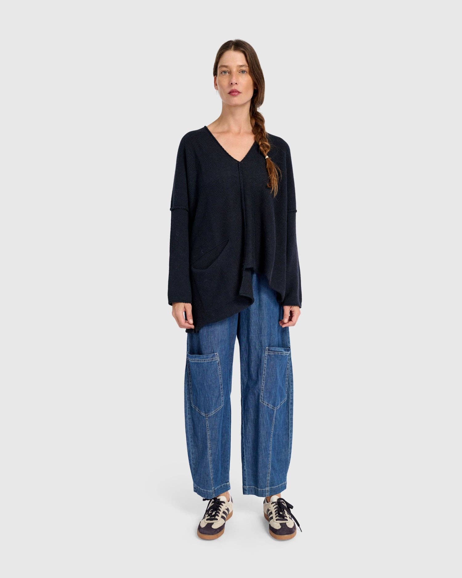 Bliss Slouchy Sweater, Navy for wholesale on Faire6
