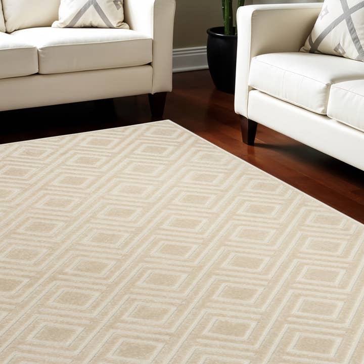 8' X 10' Beige Geometric Area Rug for wholesale by HomeRoots