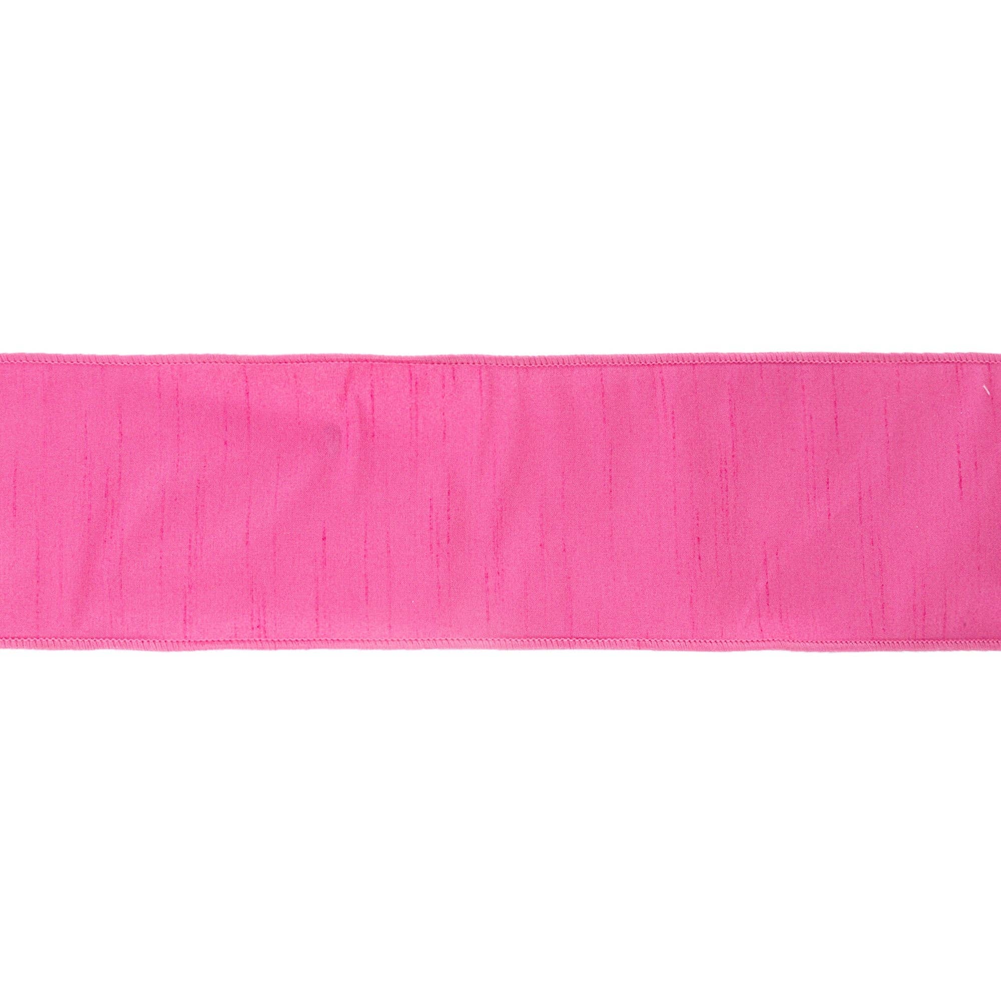 LA Ribbons Wholesale – Engroshandel Bånd – 4" Trådet Dupioni Bånd | Hot Pink | 10 Yard Rulle4